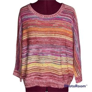JohnPaulRichard Multi Color Marled Knit Dolman Three Quarter Slv Sweater Size XL